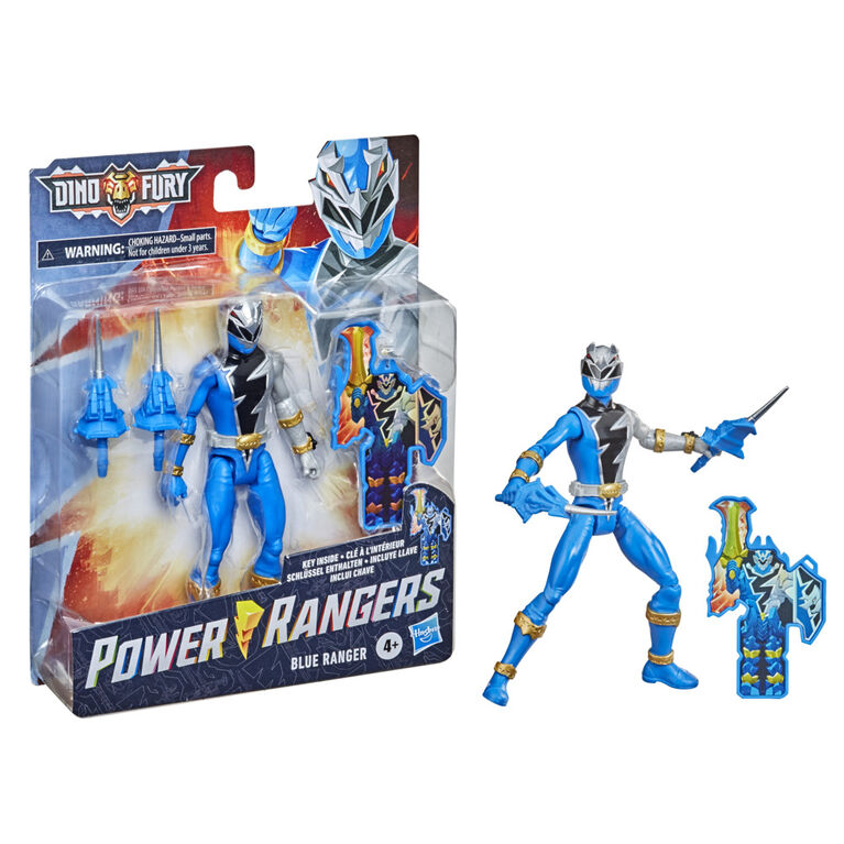 Power Rangers Dino Fury, figurine articulée Ranger bleu