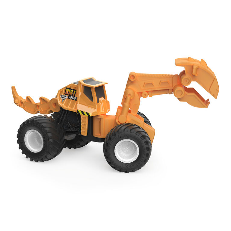 Monster Jam, Official Dugg Dirt Squad Excavator Monster Truck with Moving Parts, 1:64 Scale Die-Cast Vehicle