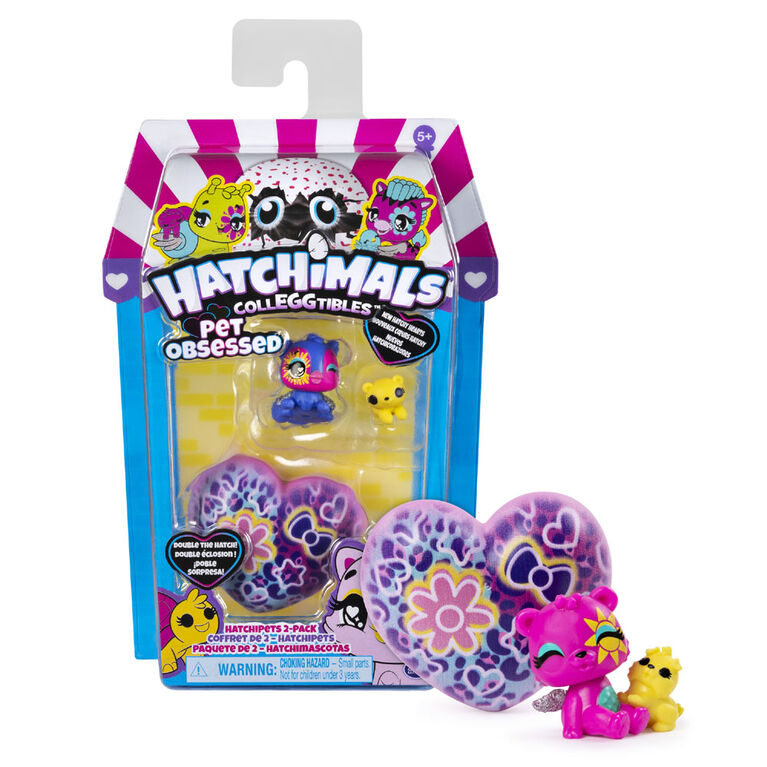 Hatchimals CollEGGtibles, Coffret de 2 HatchiPets Pet Obsessed avec 2 CollEGGtibles et 2 animaux de compagnie (les styles peuvent varier)