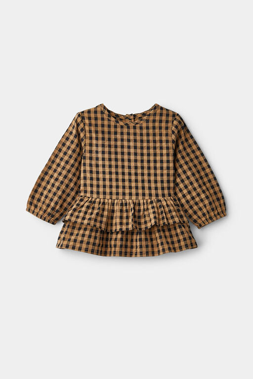 Ruffle Peplum Dress Brown 6-9M