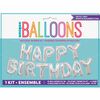 Silver Happy Bday Balloon Banner 14" - English Edition