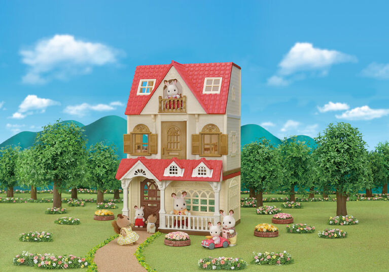 Calico Critters Sweet Raspberry Home Gift Set, Dollhouse Playset avec 3 figurines à collectionner, meubles et accessoires