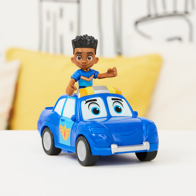 Disney Junior Firebuds, Jayden and Piston, Action Figure and Police Car Toy with Interactive Eye Movement