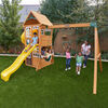 KidKraft - Castlewood Wooden Swing Set / Playset with Clubhouse, Mailbox, Slide and Play Kitchen - R Exclusive