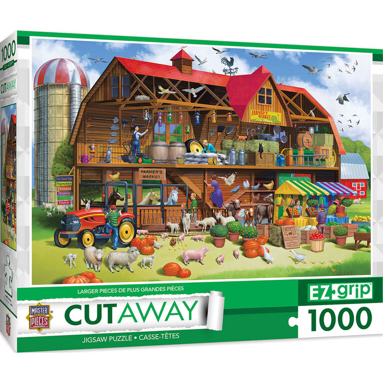 1000PC EZgrip Cut-Away "Family Barn" Large 1000 Piece Jigsaw Puzzle