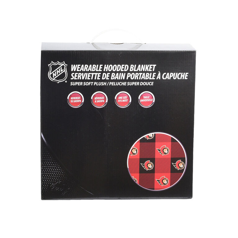 NHL Ottawa Senators Oversized Wearable Sherpa Hooded Blanket, One Size Fits Most