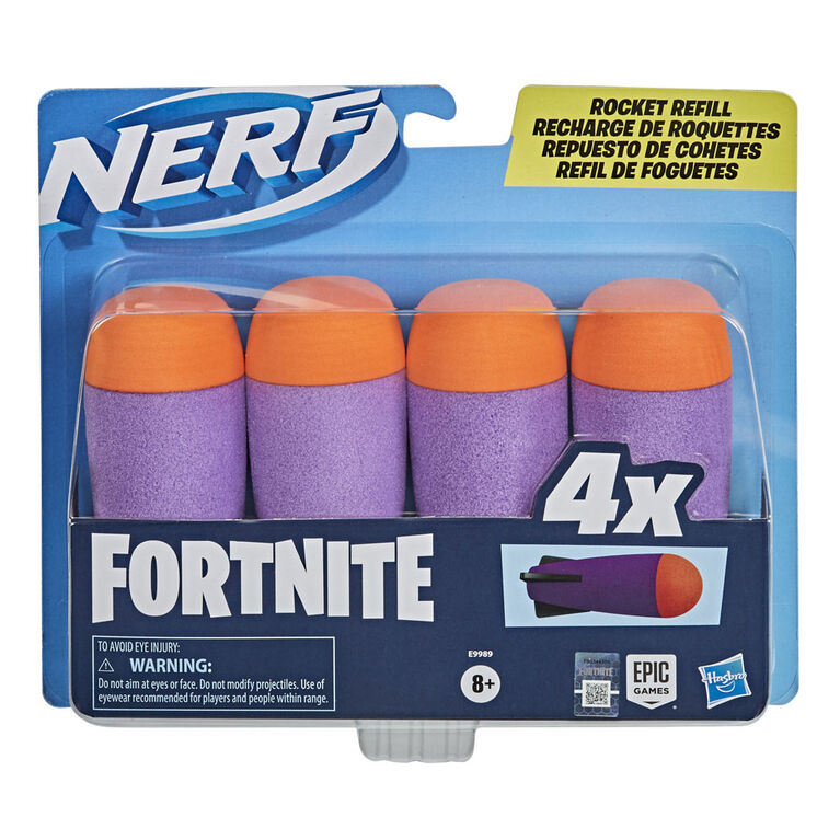 Nerf Fortnite Rocket Refill - Includes 4 Official Nerf Foam Rockets - Compatible with Nerf Fortnite Rocket-Firing Blasters