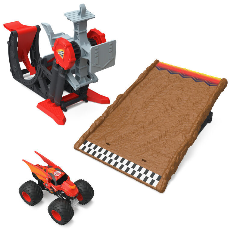 Monster Jam, Official Bakugan Dragonoid Stunt Dial Playset with Exclusive 1:64 Scale Dragonoid Die-Cast Monster Truck