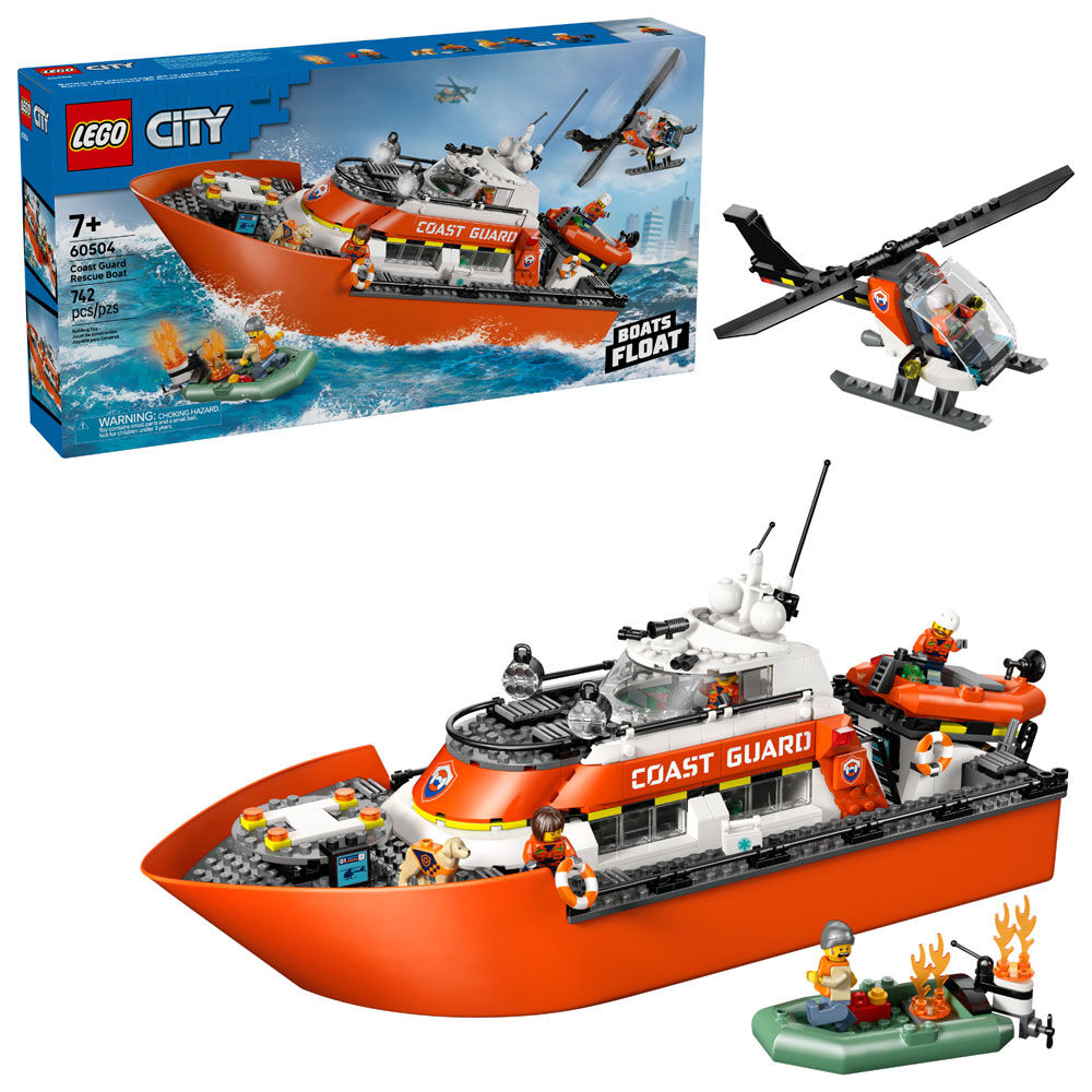 LEGO City Coast Guard Rescue Boat & Helicopter Building Toys for Kids, Ages 7+ - 60504