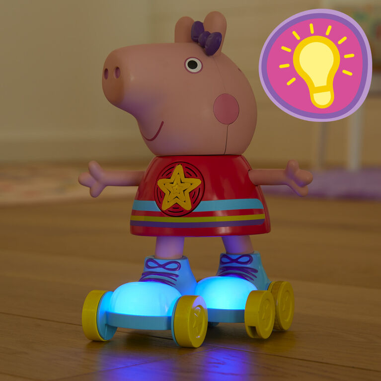 Peppa Pig Roller Disco Peppa, jouet sur patins à roulettes, rétrofriction (version anglaise)