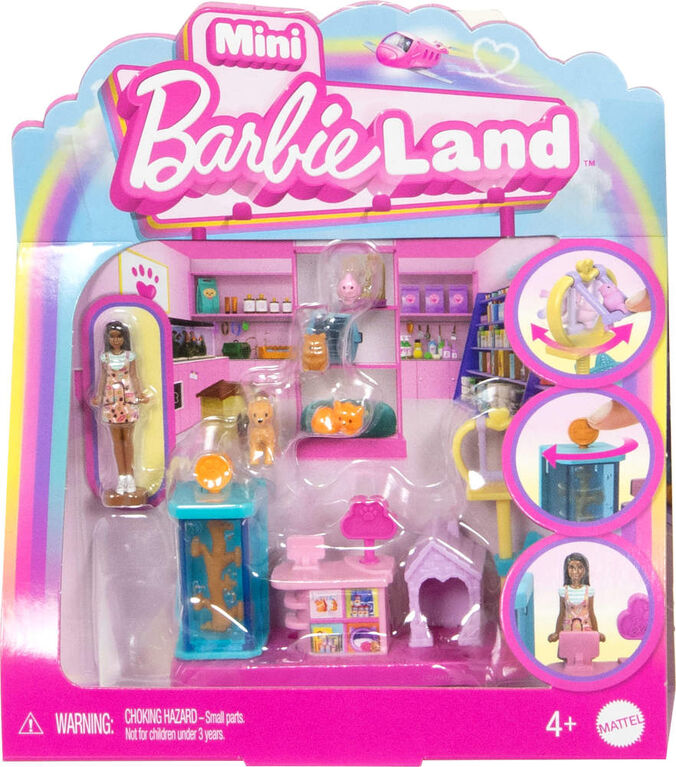 Barbie Mini BarbieLand Collectible Pet Boutique Playset with 1.5-inch Barbie Doll, Interactive Play Areas for Storytelling Fun