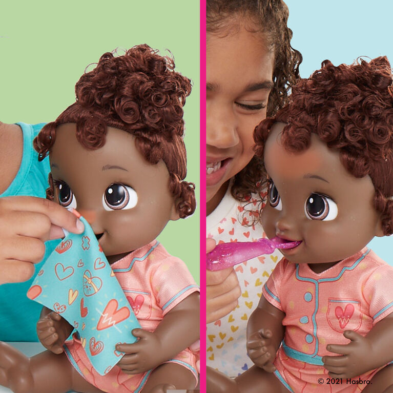 Baby Alive poupée Lulu Achoo, poupée interactive de 30 cm, cheveux noirs