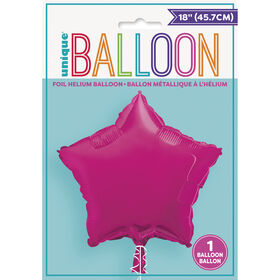 Ballon Aluminum En Forme D`Etoile 18 Po - Rose Bonbon