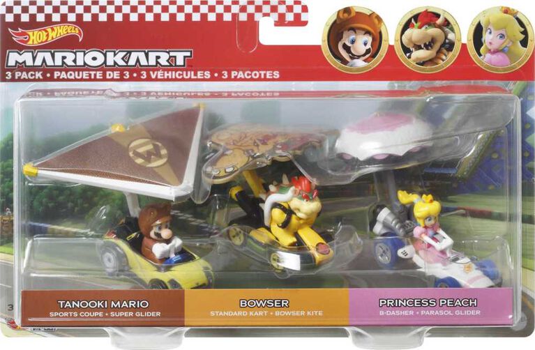 Hot Wheels - Super Mario - Véhicules personnages - Coffret de 3