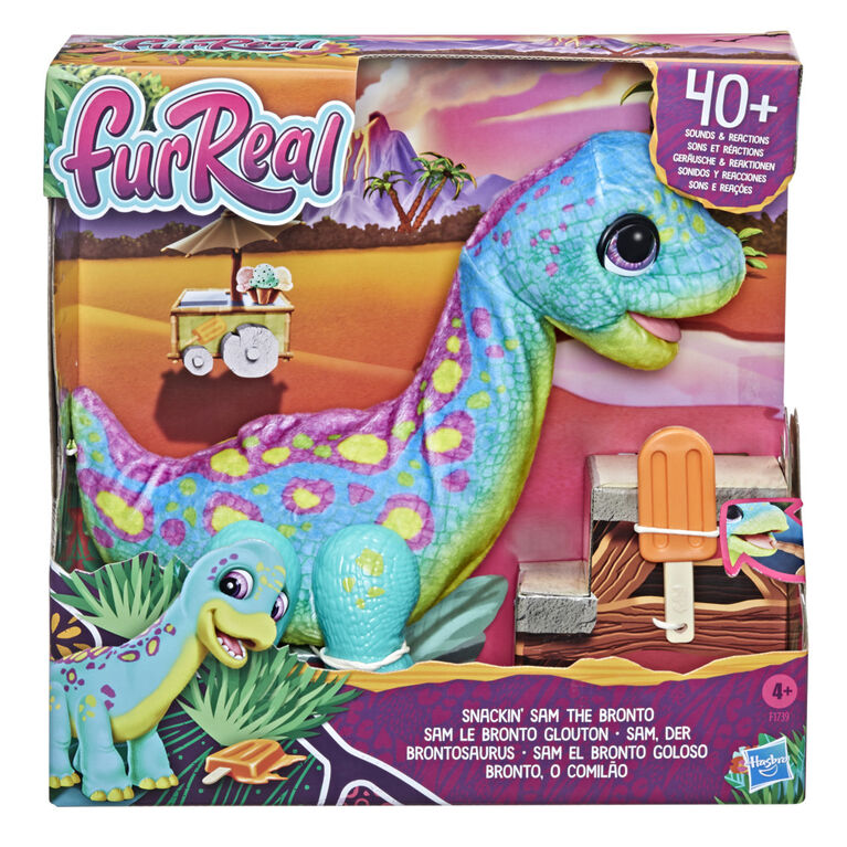 furReal Snackin' Sam the Bronto Interactive Animatronic Plush Toy, 40+ Sounds and Reactions