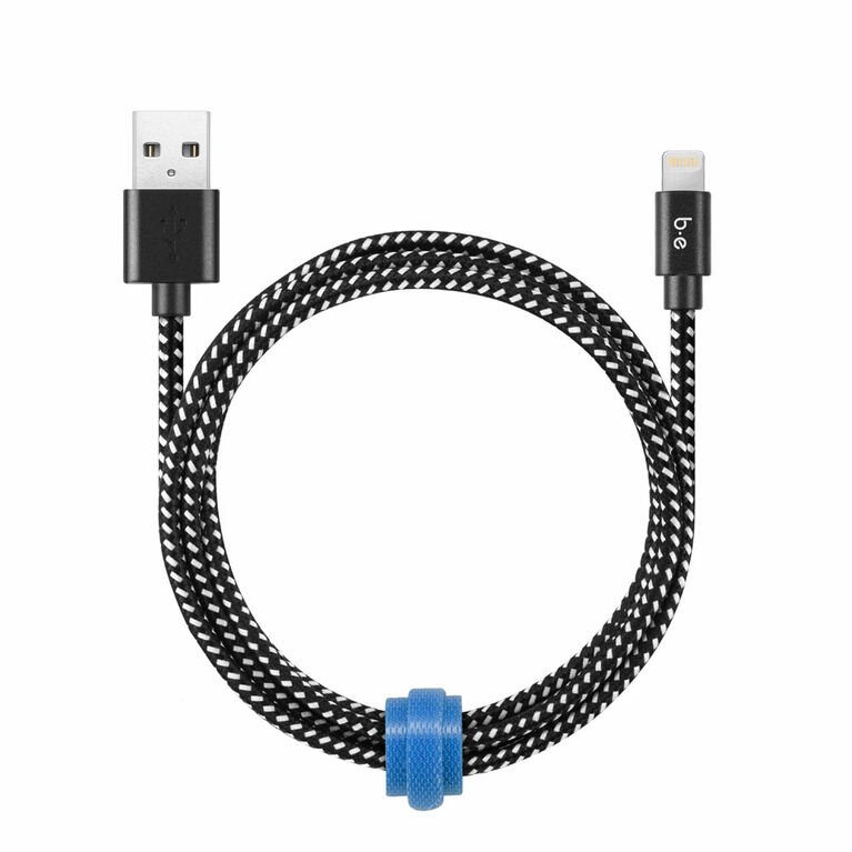 Blu Element  Câble Tressé de Charge/Sync Lightning vers USB 4ft Zébre