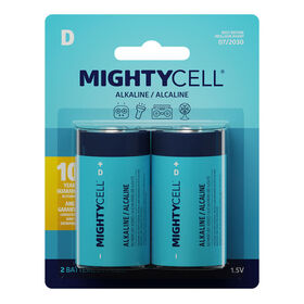 MightyCell 2 Pack D Alkaline Batteries