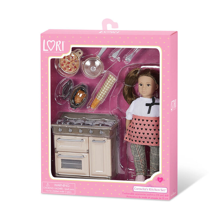 Lori, Cornelia's Kitchen Set, 6-inch Mini Doll and Cooking Accessories