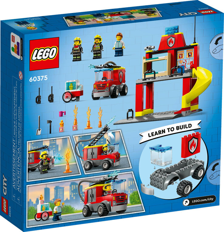 LEGO City La caserne et le camion de pompiers 60375 Ensemble de jeu de construction (153 pièces)