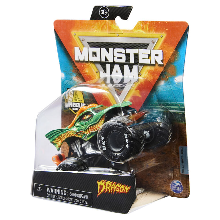 Monster Jam, Official Dragon Monster Truck, Die-Cast Vehicle, Show Time Series, 1:64 Scale