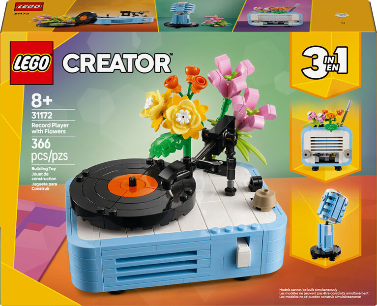 LEGO Creator 3 in 1 Record Player with Flowers - Building Toy with 3 Options, Record Player, Radio, or Microphone - 31172