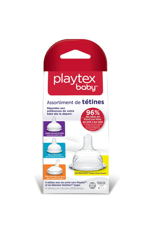 Playtex - Nipple Variety-Pack Slow Flow, 4-Pack