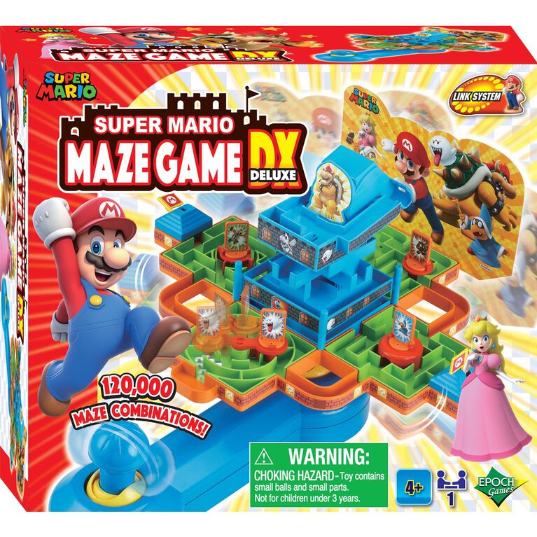 Epoch Games Super Mario Maze Game DX, Tabletop Skill and Action Game with Collectible Super Mario Action Figures  - R Exclusive - English Edition