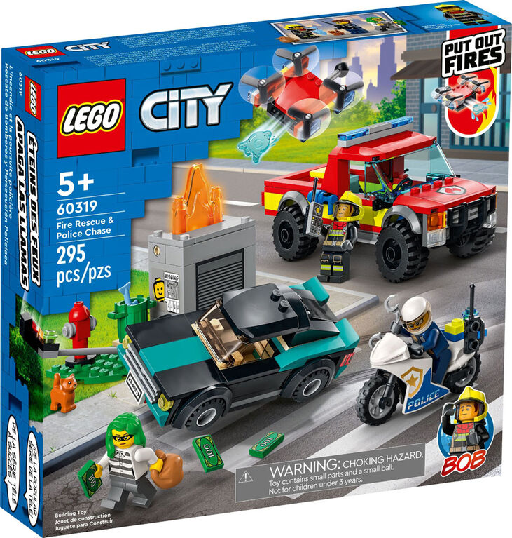 LEGO City Fire Rescue and Police Chase 60319 Building Kit (295 Pieces)