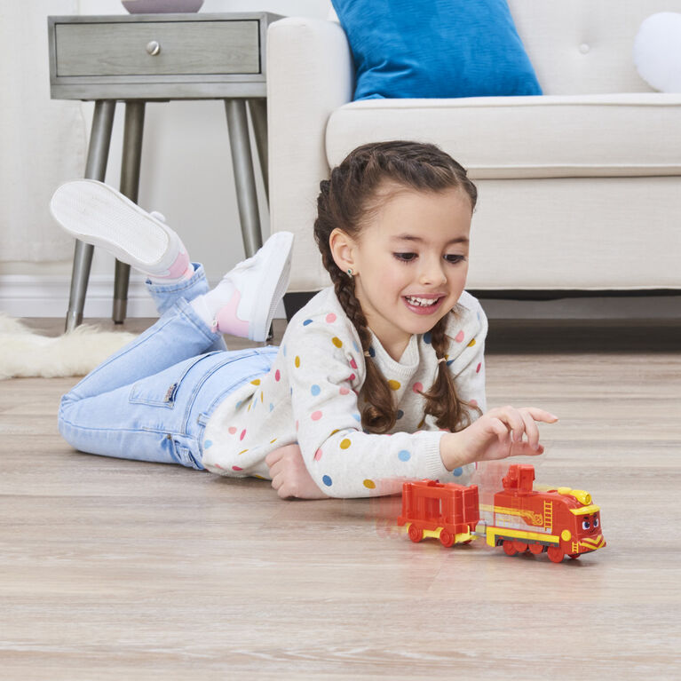 Mighty Express, Train motorisé Nate le rapide avec outil qui fonctionne  vraiment et wagon de cargaison, jouets pour enfants à partir de 3 ans