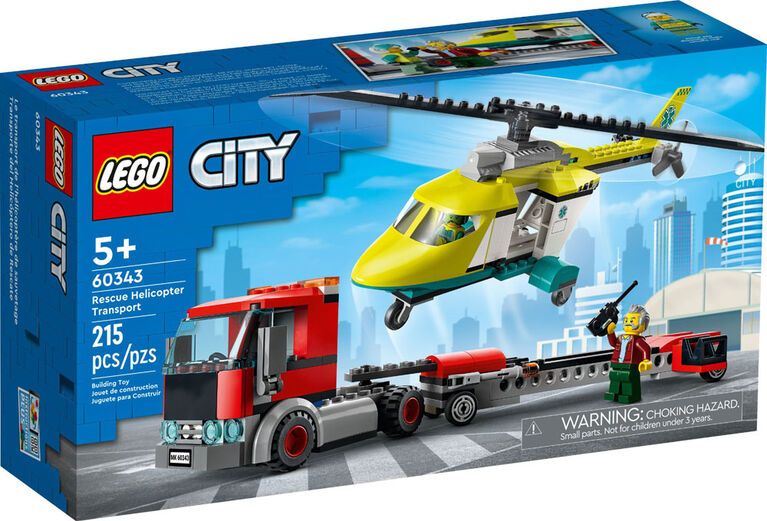 LEGO City Le transport de l'hélicoptère de sauvetage 60343 Ensemble de construction (215 pièces)