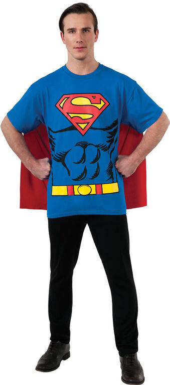 T-shirt d&eacute;guisement Superman avec cape Rubies DC Comics Superheroes pour adultes, homme moyen