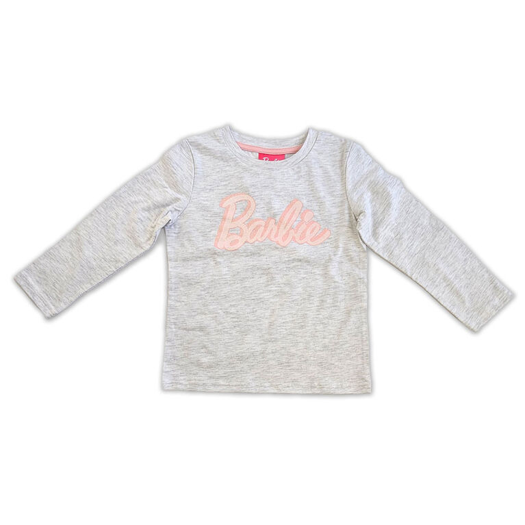 T-shirt à manches longues Barbie - Gris clair 2T