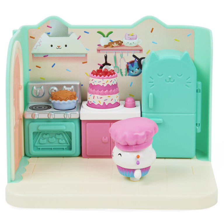 DreamWorks Gabby's Dollhouse, Bakey with Cakey Kitchen with Figure and 3 Accessories, 3 Furniture and 2 Deliveriesp