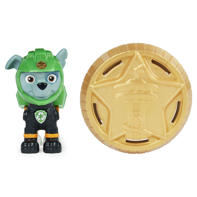 PAW Patrol, Moto Pups Rocky Collectible Figure with Wearable Deputy Badge