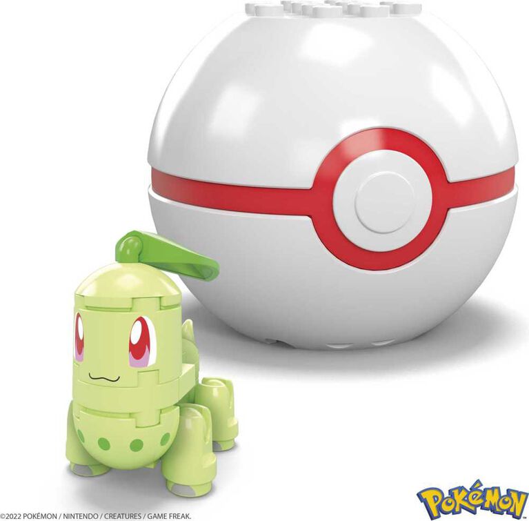 MEGA Pokemon Chikorita building set with 19 pieces and Poke Ball