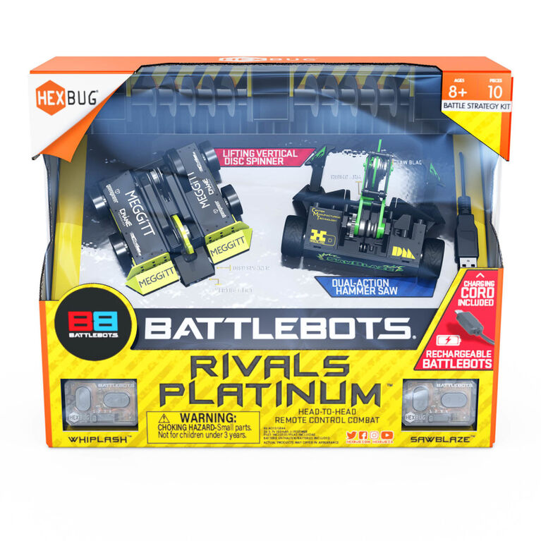 HEXBUG BattleBots Rivals Platinum (Whiplash & Sawblaze), Remote Control Robot Toys for Kids, STEM Toys, Batteries Included