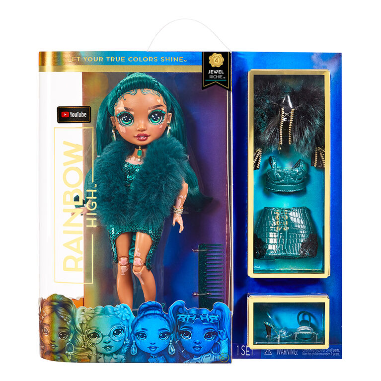 Rainbow High Jewel Richie- Emerald Green Fashion Doll with Vitiligo