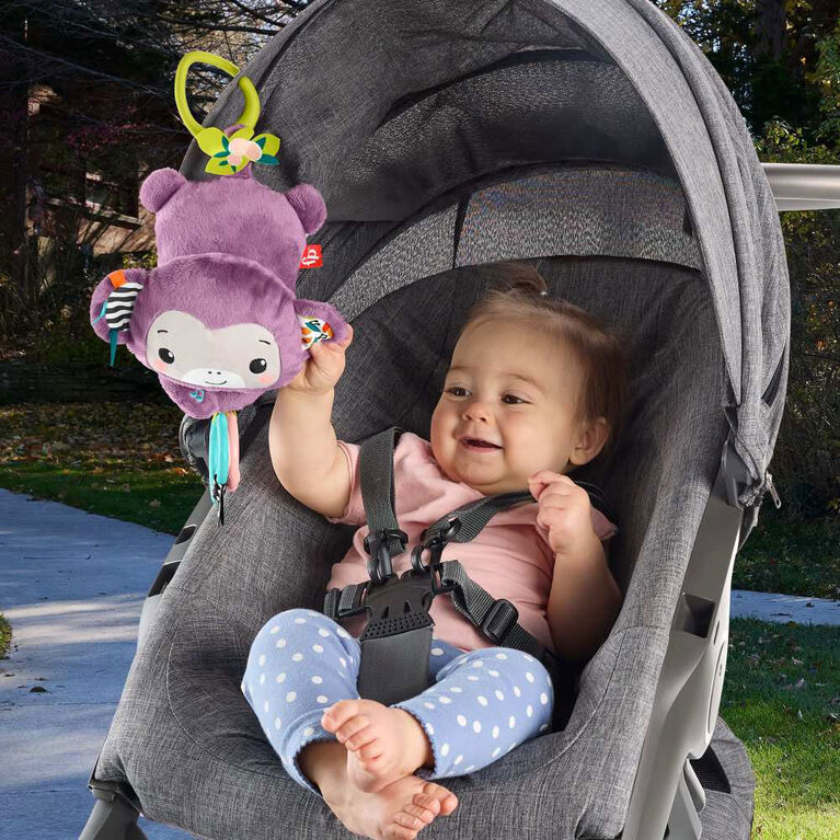 Fisher-Price Baby Stroller Toy Sing & Go Purple Monkey Musical Sensory Plush