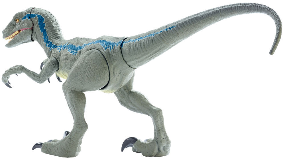 mattel jurassic world super colossal velociraptor blue