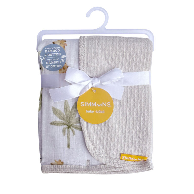 Simmons Waffle/Bamboo Blanket Grey Safari