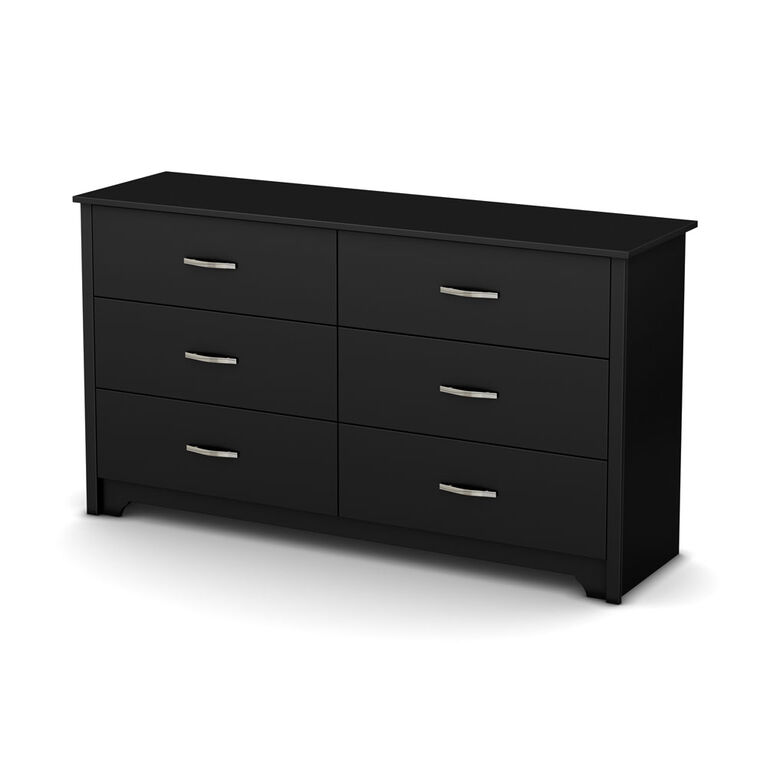 Fusion 6-Drawer Double Dresser- Pure Black