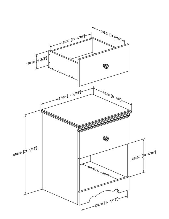 Crystal 1-Drawer Nightstand Pure White