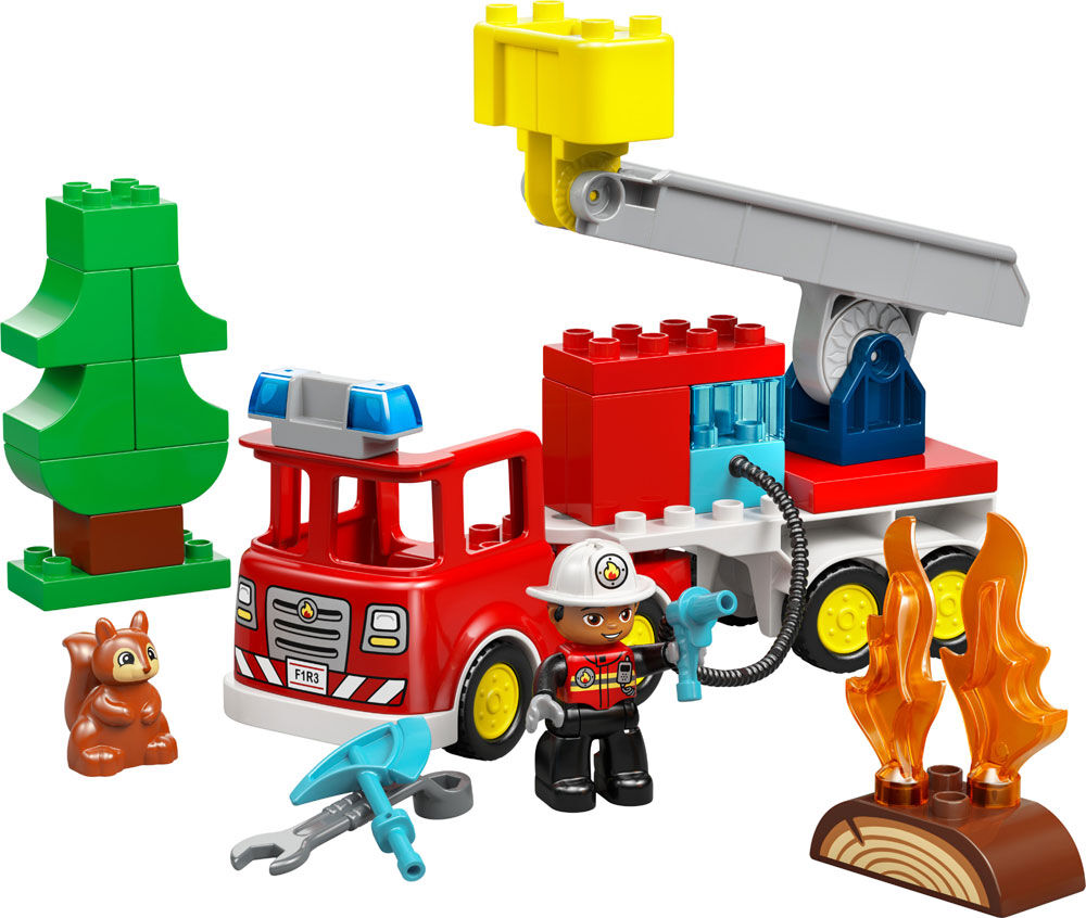LEGO DUPLO Town Fire Truck with Hose and Firefighter Building Toy for Toddlers, Ages 2+ - 10473