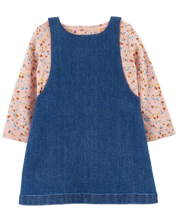 Ensemble 3 pièces t-shirt et robe chasuble en chambray bleu Carter’s 3M