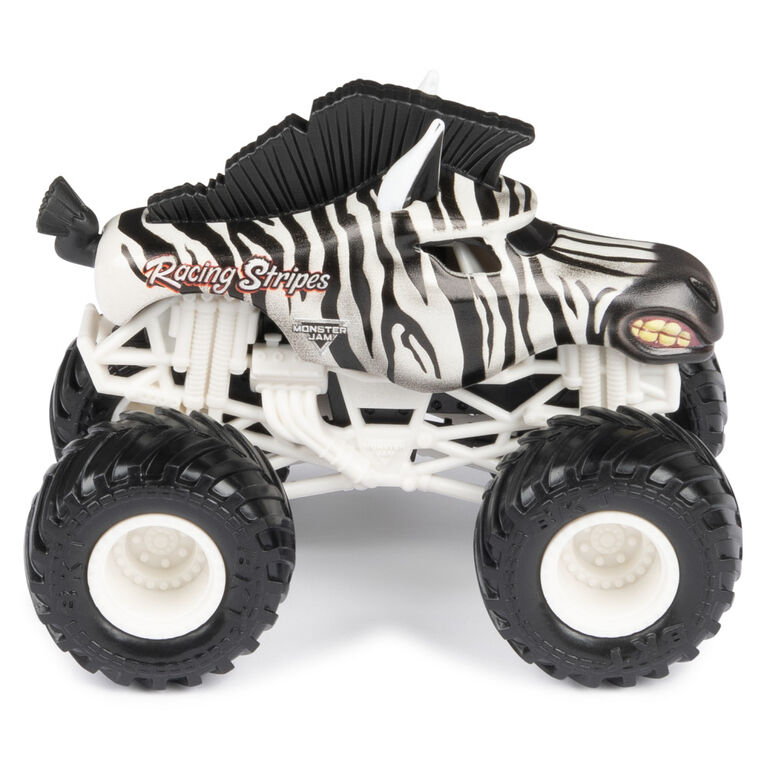 Monster Jam, Official Racing Stripes Vs. Rainbow Blast Die-Cast Monster Trucks, 1:64 Scale