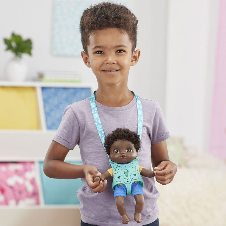 Littles By Baby Alive Carry N Go Squad Little Theo Black Curly Hair Boy Doll Toys R Us Canada