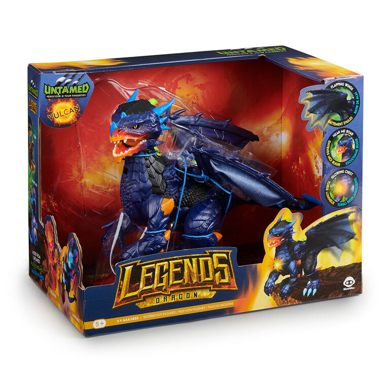 Untamed Legends Dragon - Vulcan (Dark Blue) - Interactive Toy <br>