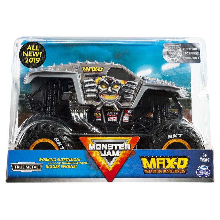 Monster Jam, Monster truck authentique Max D en métal moulé à l'échelle 1:24