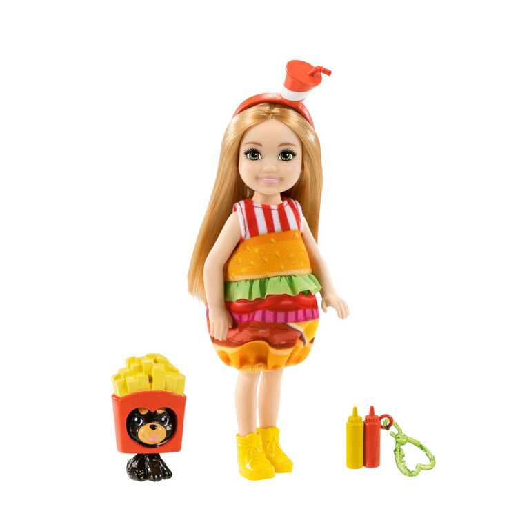 Barbie Club Chelsea Dress-Up Doll (6-inch) in Burger Costume