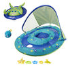 SwimWays Baby Spring Float Activity Center with Canopy - Inflatable Float for Children with Interactive Toys and UPF Sun Protection - Blue/Green Octopus